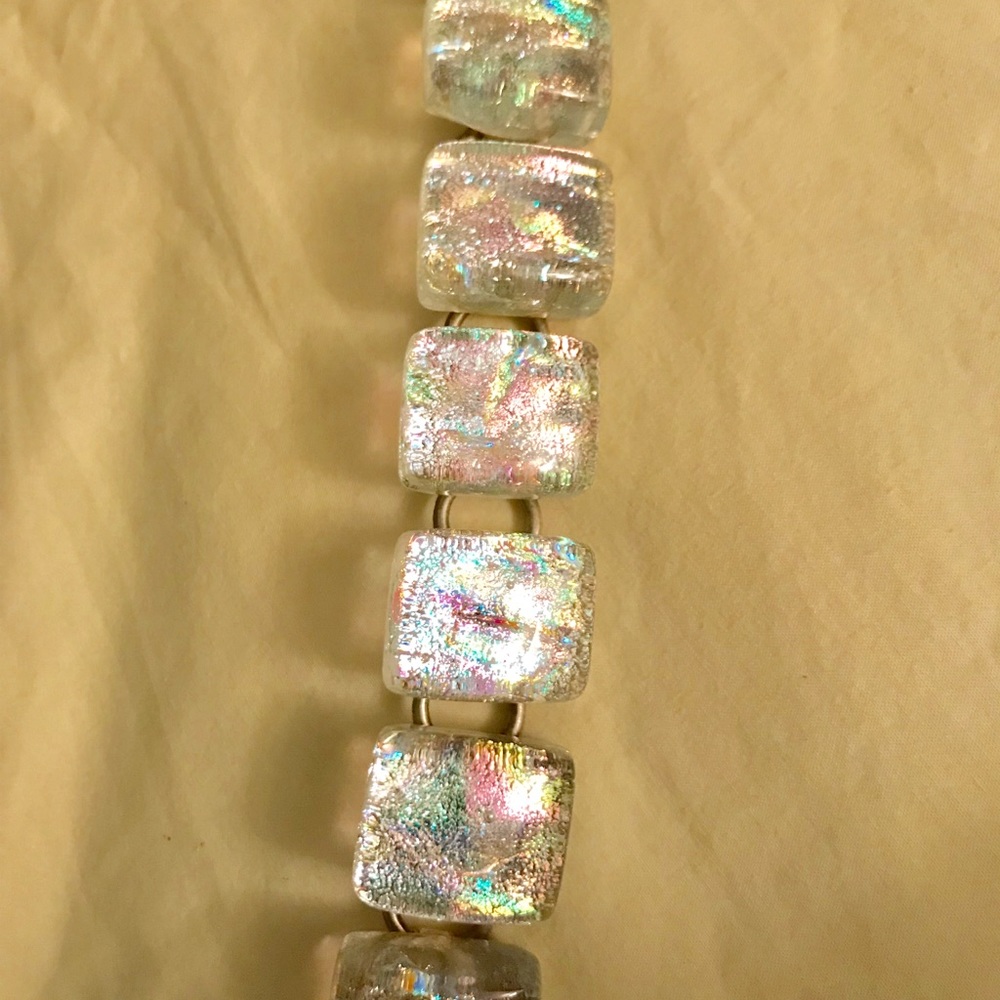 Shimmering 7” Ice Glass Square Dichroic Bracelet